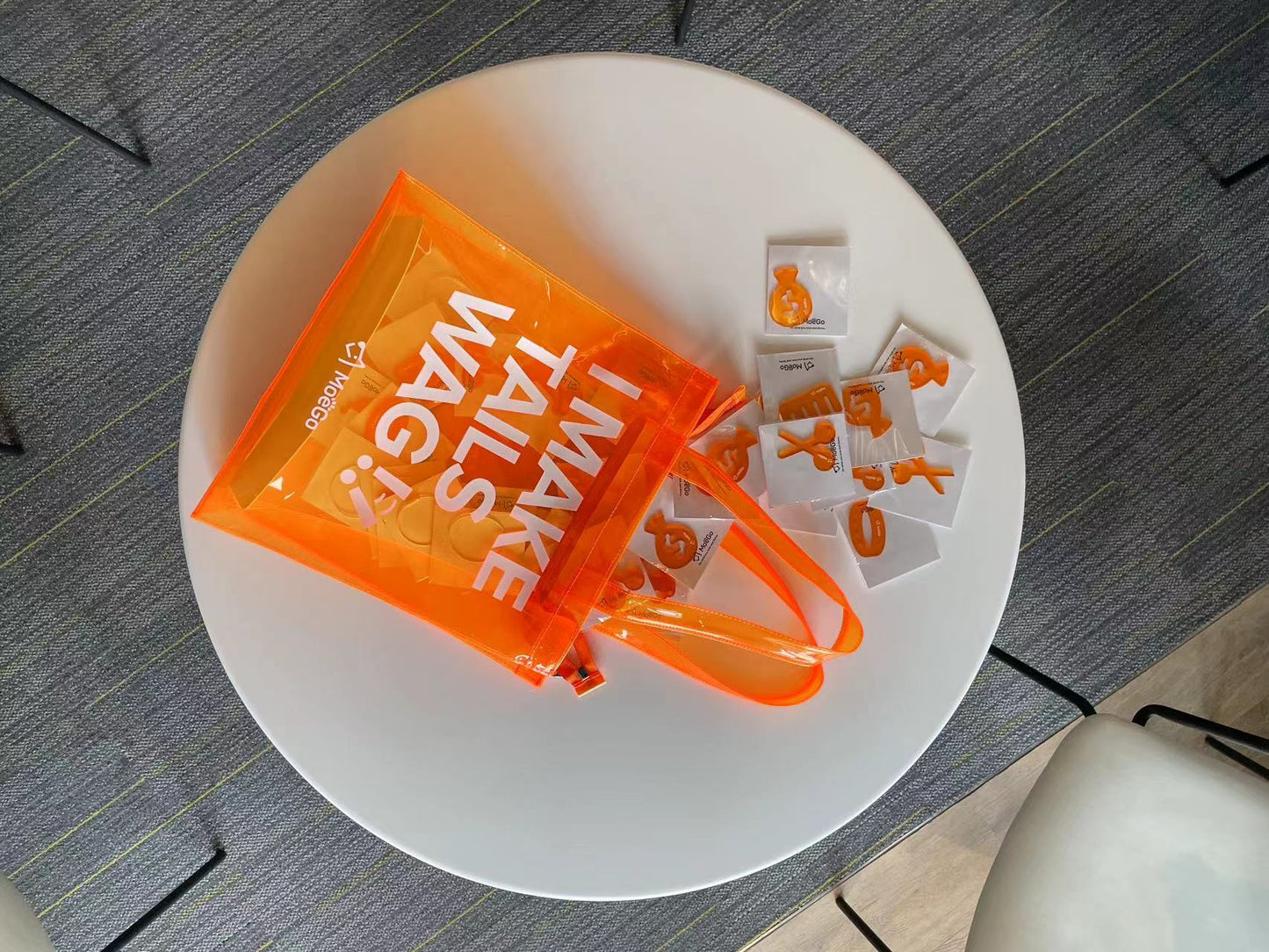 MoeGo Orange Neon PVC Tote Bag
